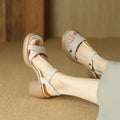 Women's open toe platform outdoor sandals in apricot colour with microfiber upper