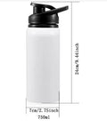 White aluminium sports water bottle with 600ml or 750ml capacity for cycling and outdoor hydration