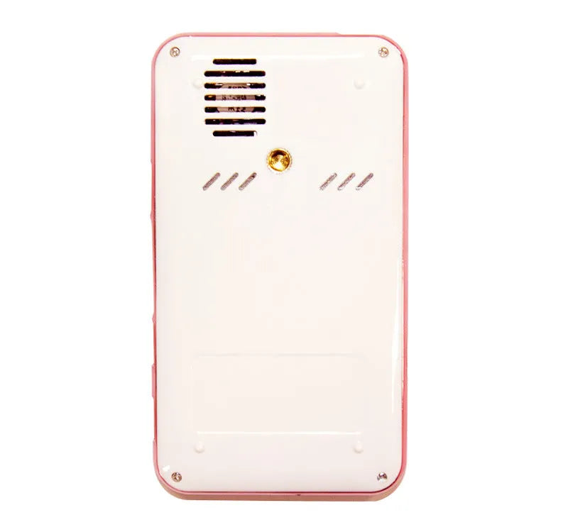 White and rose gold miniature portable DLP Android projector with 32GB memory showing compact dimensions