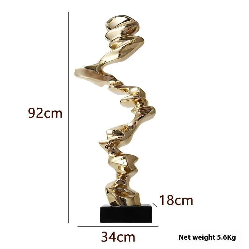 Modern abstract resin sculpture decoration in Ran Ran Rose gold, silver, or blue.