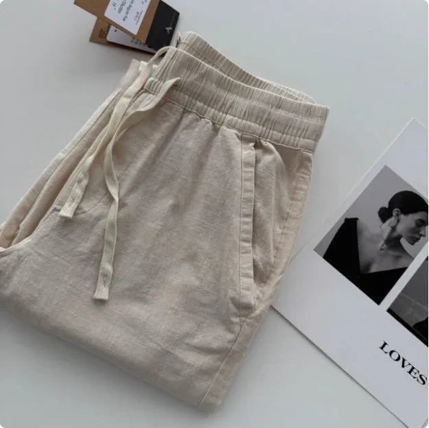Men's loose straight casual trousers with drawstring waist in multiple colour options