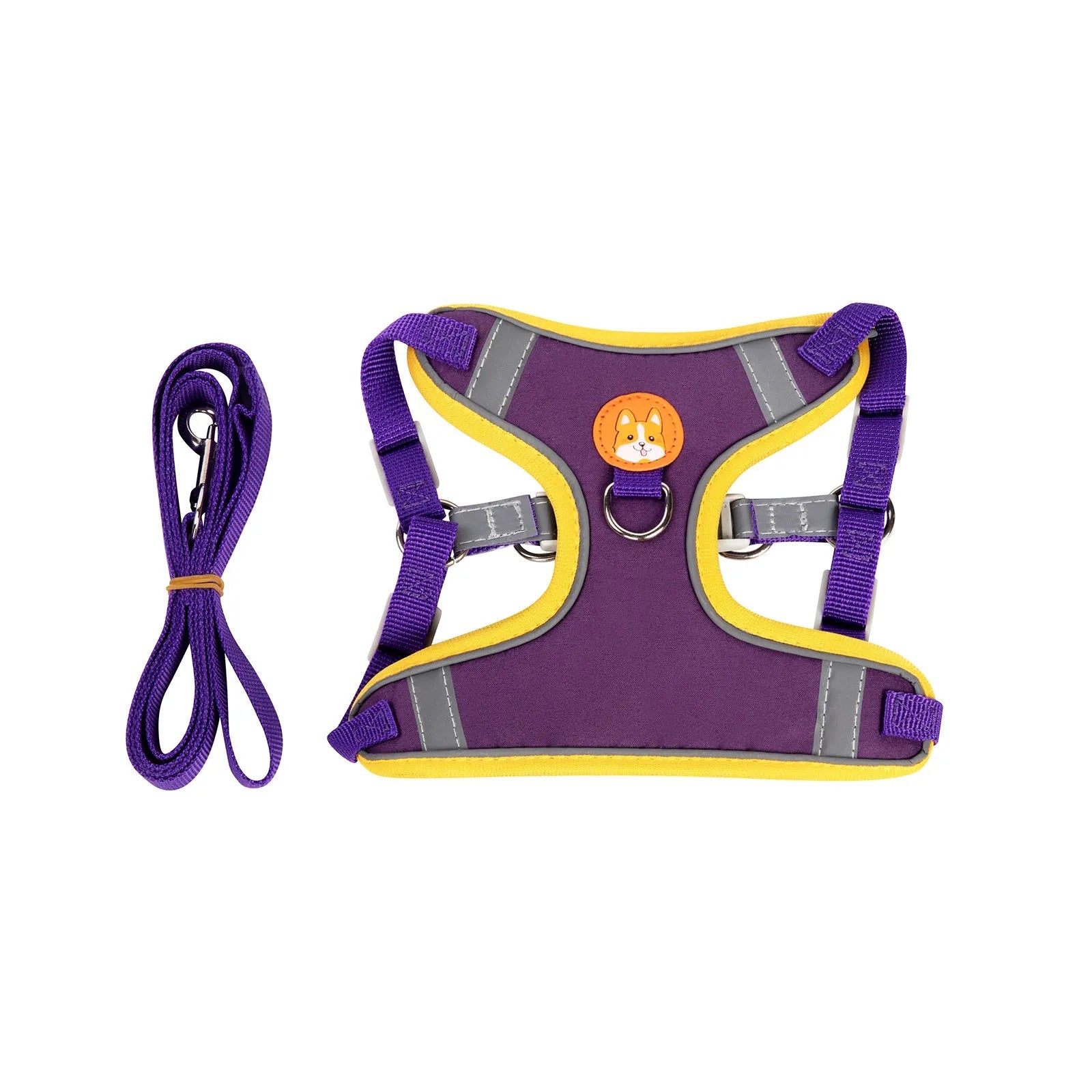 Adjustable dog harness with chest strap in various colours and sizes for haulage rope attachment.
