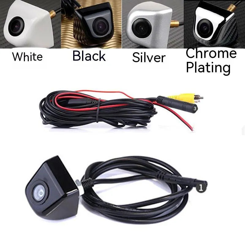 Screw plug-in HD car night vision waterproof rearview camera body with metal shell in black silver white chrome finish