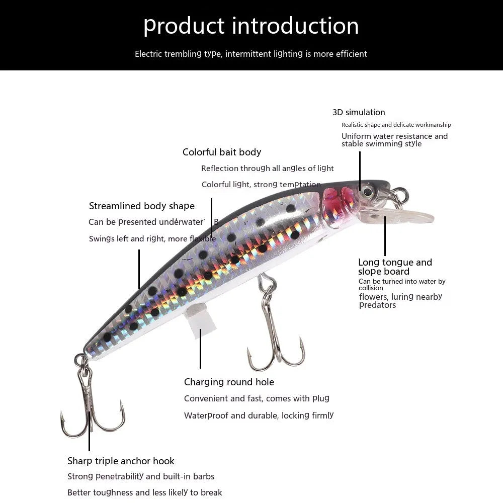 USB rechargeable floating Mino electric fishing bait lamp with luminous simulation