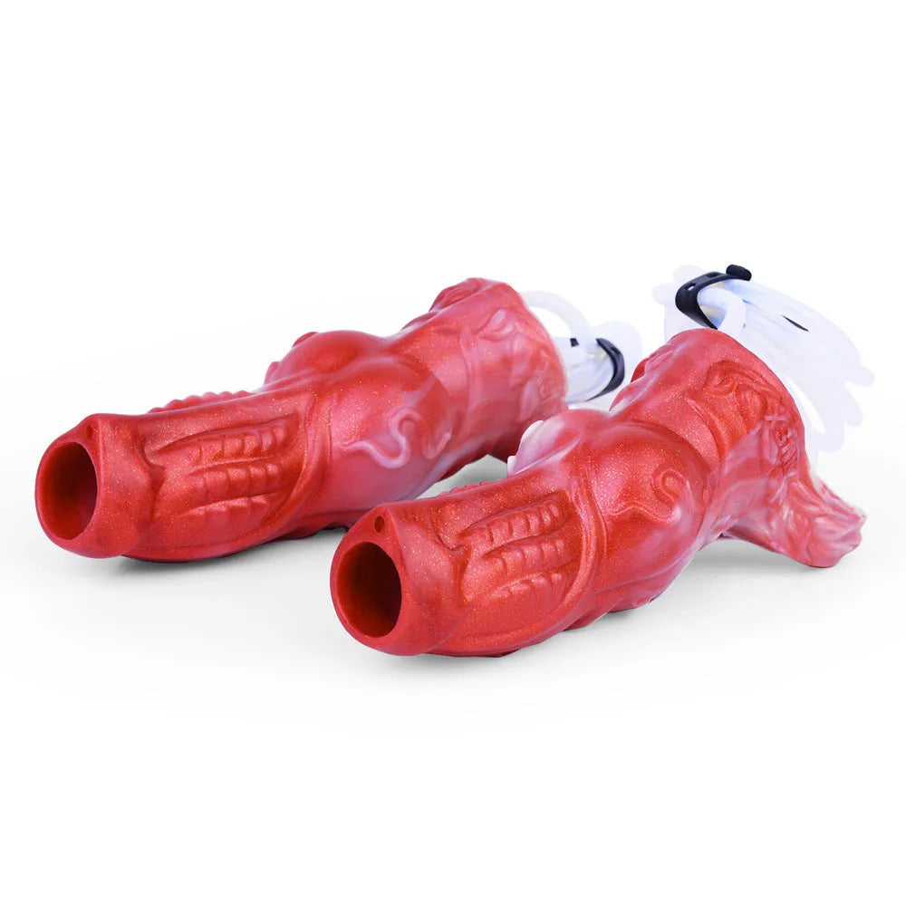Silicone adult toy with manual water spray syringe and airbag components in size M and L options.