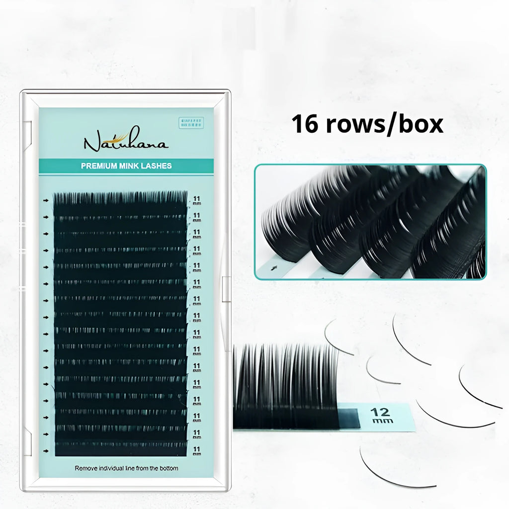 Pair of artificial fibre false eyelashes with soft velvet texture, showing varied curl and length options.