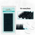 Pair of artificial fibre false eyelashes with soft velvet texture, showing varied curl and length options.