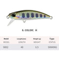 Japanese submerged mino fishing lure for mandarin fish and snakehead, 48mm length
