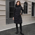Black hooded slim fit jacket with long sleeves in polyester fabric