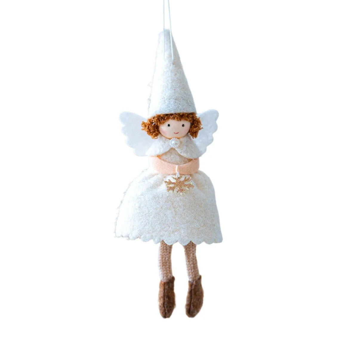 White and pink cloth Christmas girl angel skirt felt pendant decoration with modern simplicity design