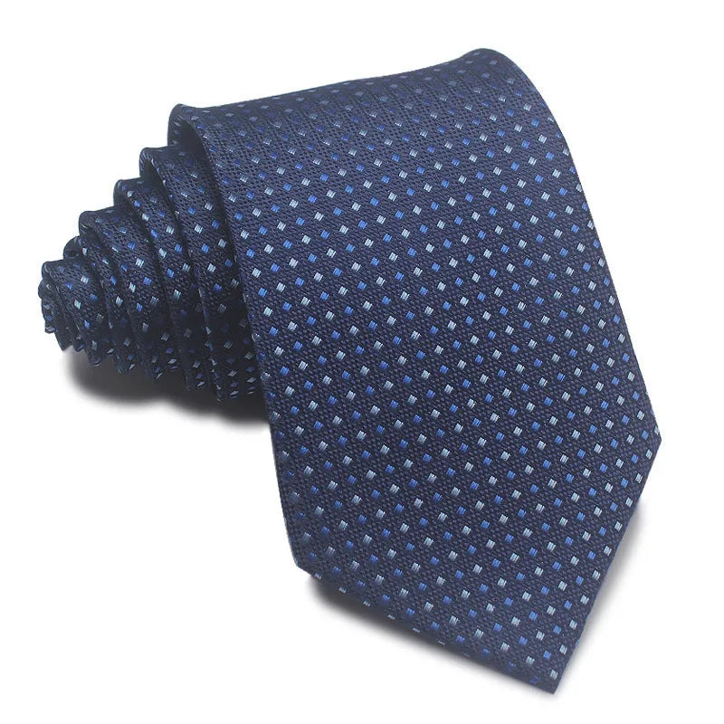 8cm wide polyester jacquard tie with striped pattern in arrow shape for business wear