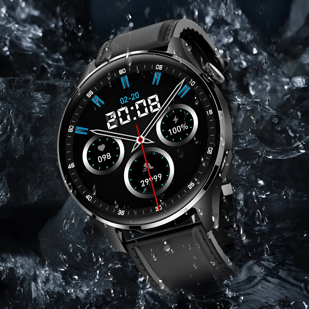 Bluetooth calling smart watch with round colour screen and silicone strap on wrist