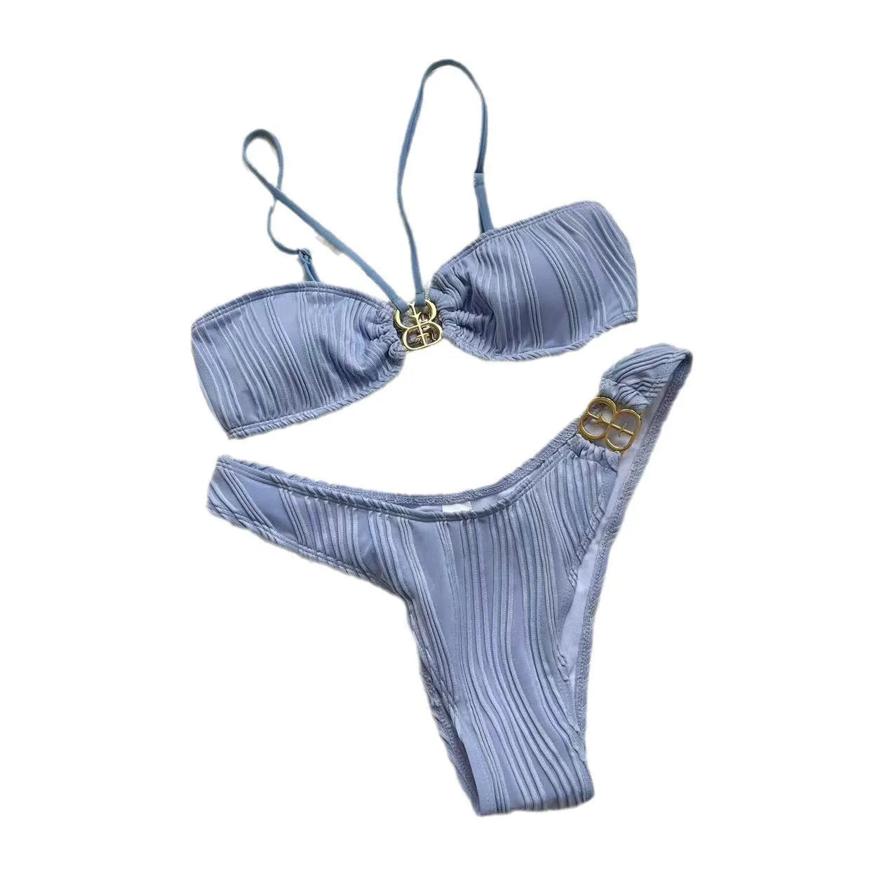 Women's solid colour bikini set with sleeveless top and briefs in multiple colours