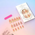 Cartoon style 3D floral plastic nail armour piece for fake nails, with jelly glue and filing strip.