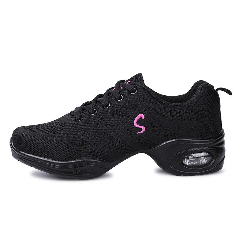 Women's white breathable dance shoes with mesh upper and lightweight PU sole for summer athletic wear