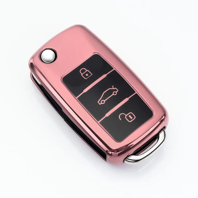 Volkswagen Model A car key case in TPU material with buckle attachment