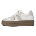Retro board shoes with cross shoulder straps and matte upper in milky white colour