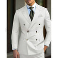 Men's light business two-piece suit in a cotton blend fabric, shown in navy blue.