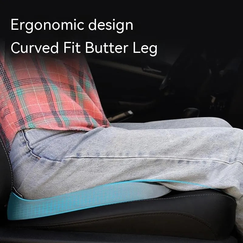 Curved bevel car seat cushion in beige colour with memory foam for tailbone support during driving