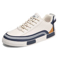 Men's beige, white and green canvas casual shoes with mesh ventilation panels