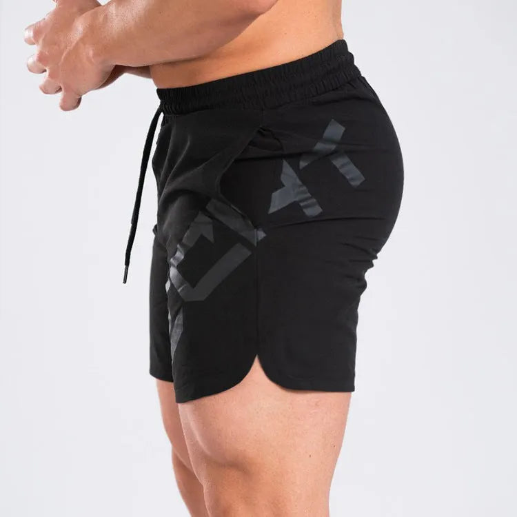Men's elastic thin running shorts in black, dark grey, navy blue and white colours, knee length with quick-dry fabric