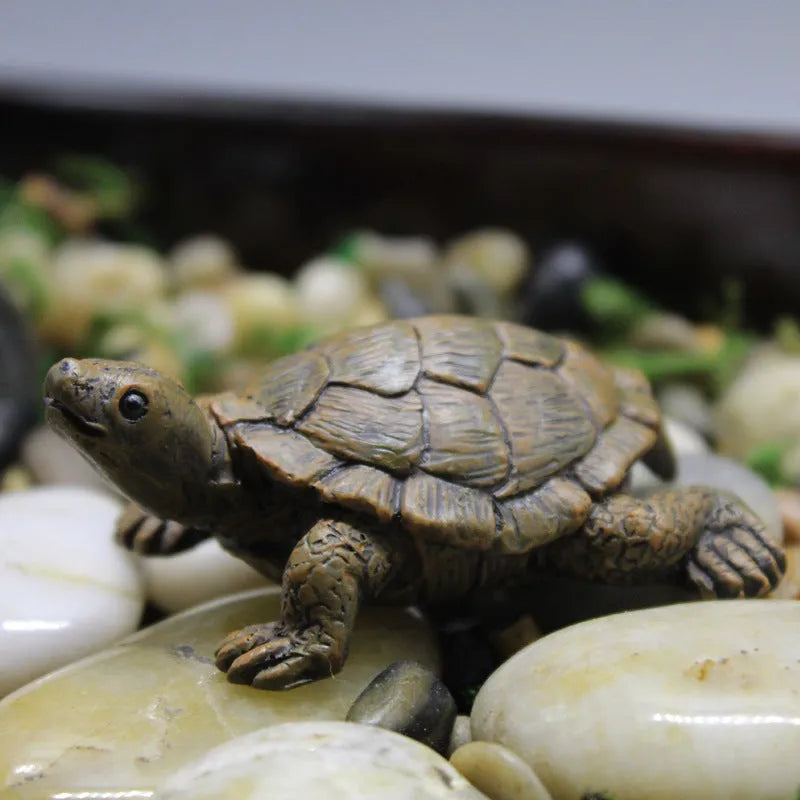 Realistic resin simulation turtle garden ornament for miniature displays
