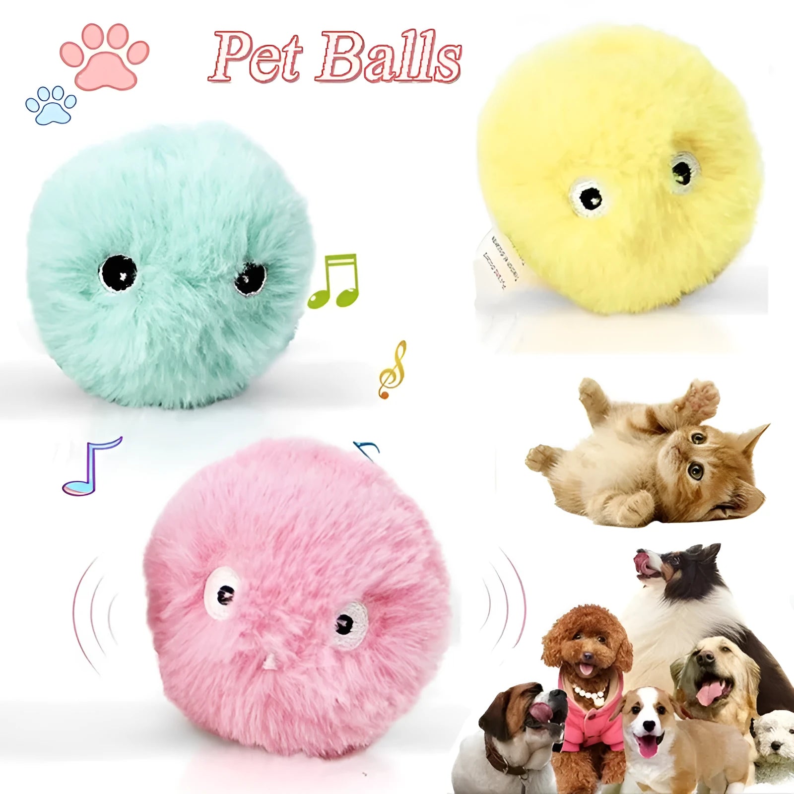55mm interactive cat toy ball that makes animal sounds when touched by pets