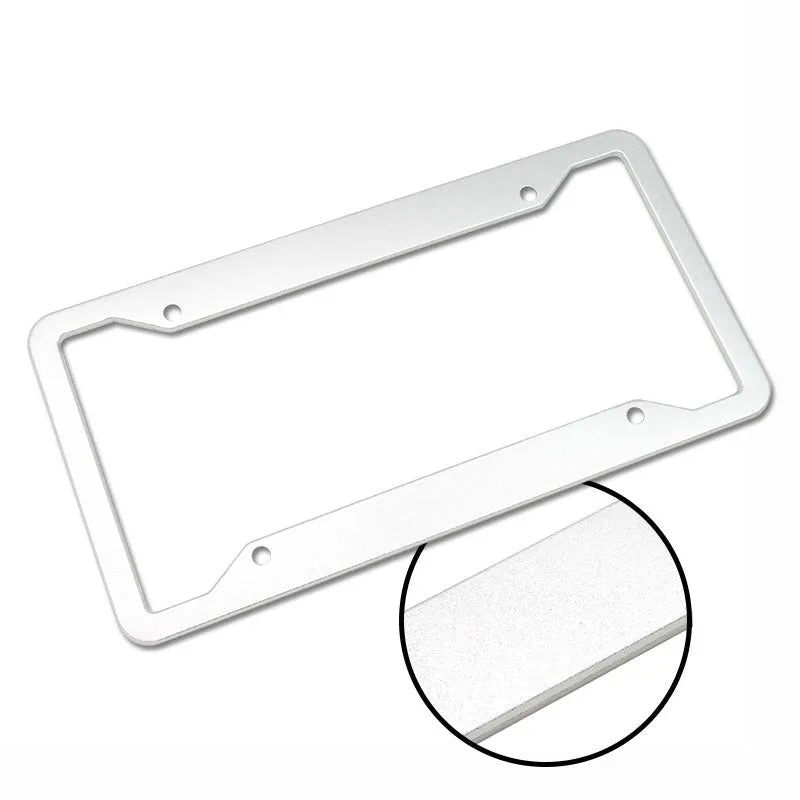 Aluminium alloy stainless steel licence plate frame in black, grey, silver, and steel finishes.