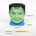 Hand-painted Halloween resin decoration cartoon flower pot in bandage zombie, ghost, Frankenstein, and death skull designs.