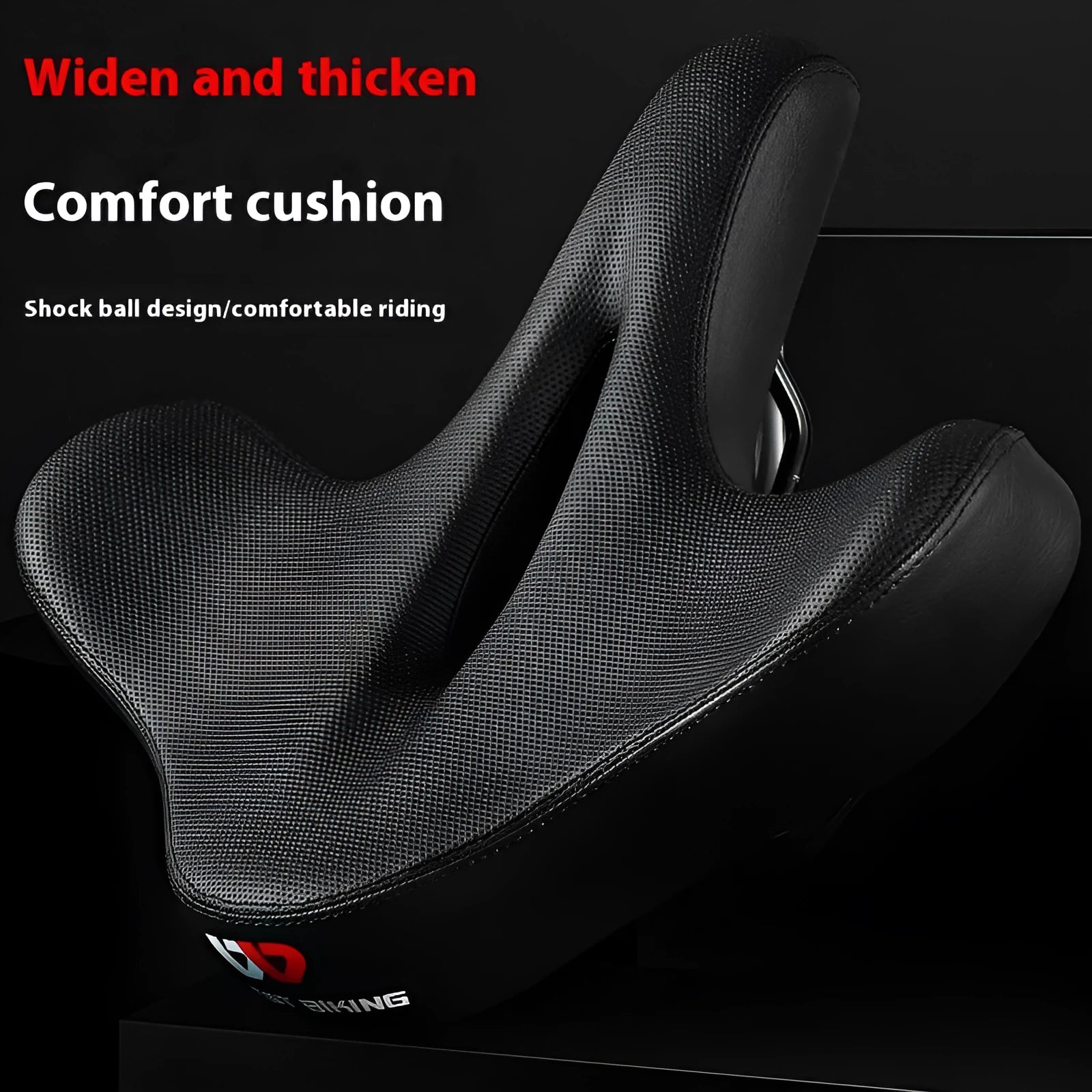 Black leather bicycle saddle cushion with polyurethane foam padding