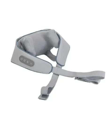 Milky white rechargeable shoulder and neck massager with kneading function