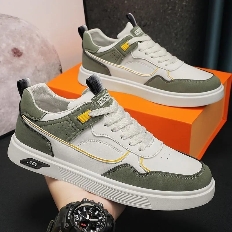 Men's low-top canvas shoes in black with leather stitching and mesh lining, shown on a white background.