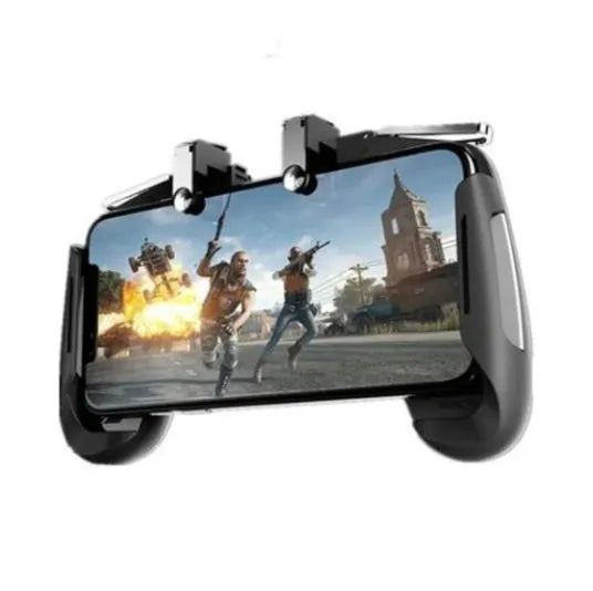 Adjustable mobile game handle for smartphones in black colour with ergonomic grip and control buttons