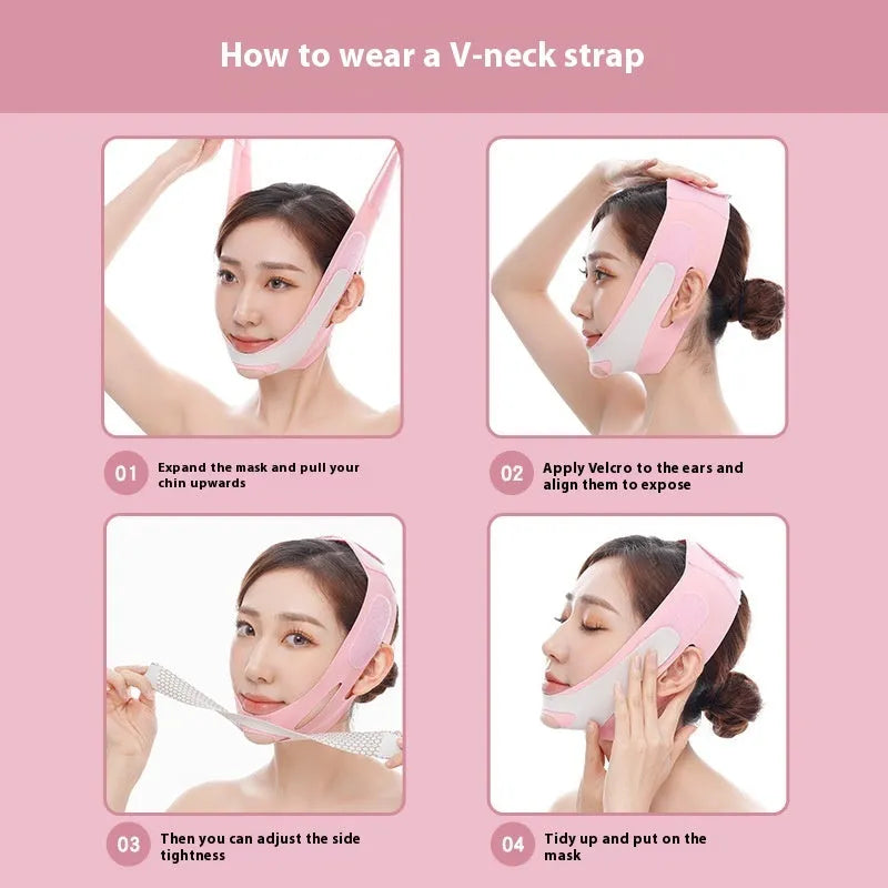 Elastic V face bandage for facial contouring in black or pink colour options