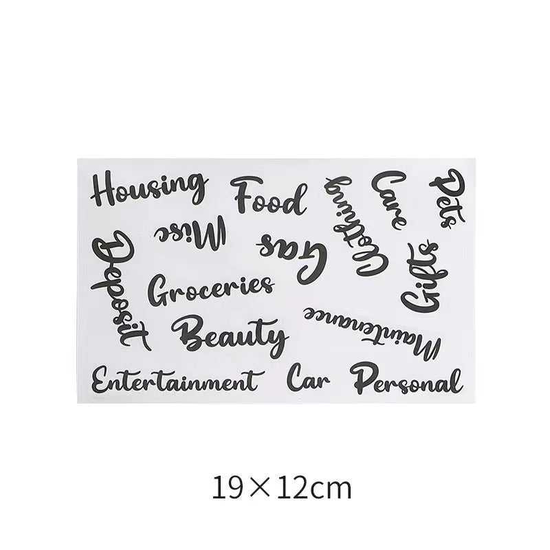 Handwritten label adhesive sticker collection showing multiple grid formats and colour options