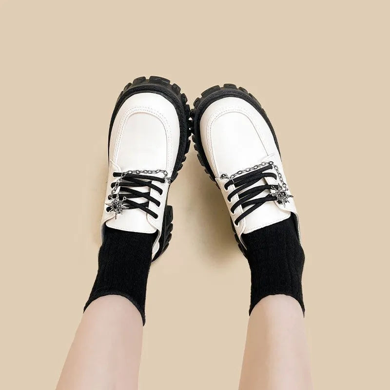 Women's Duke Asterism colour loafers with metal cross shoulder strap and round toe design