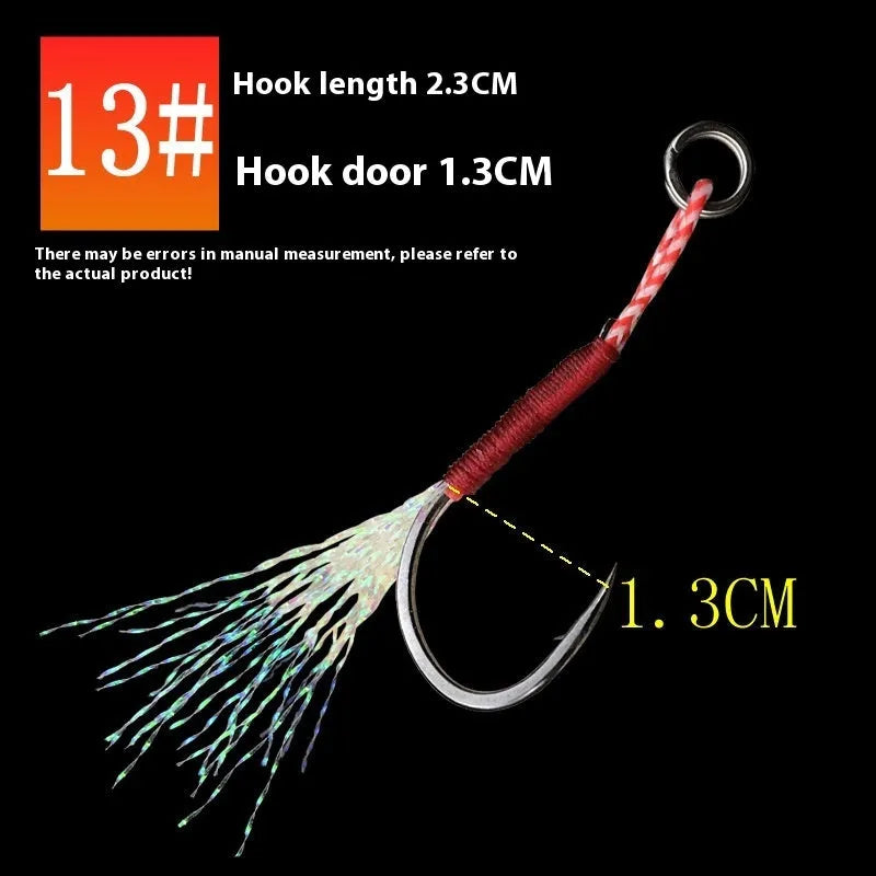 Single bright wire fishing hook on iron plate base, showing hook eye, shank, and point