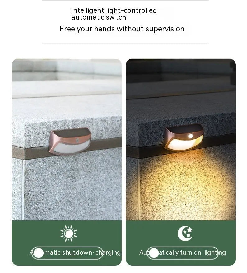 Solar powered outdoor wall light with retro smiling face design for garden courtyard decoration