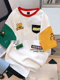 Men's printed casual T-shirt with letters pattern design and trendy colour matching