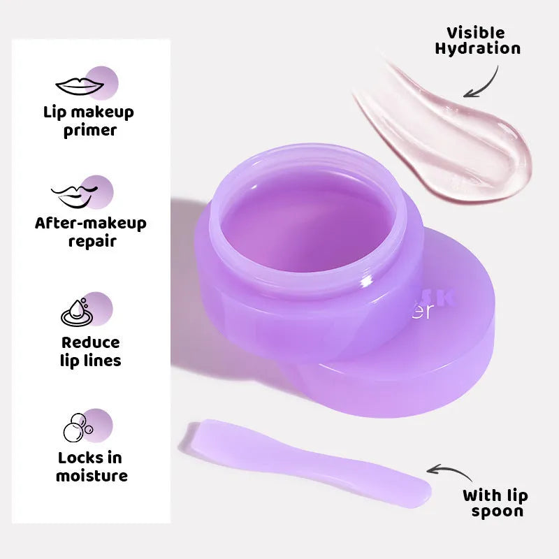 Exfoliating lip balm jar with silicone scraper for hygienic application