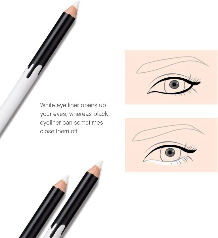 12 black and white retractable eyeliner pencils with sharpener in compact makeup set