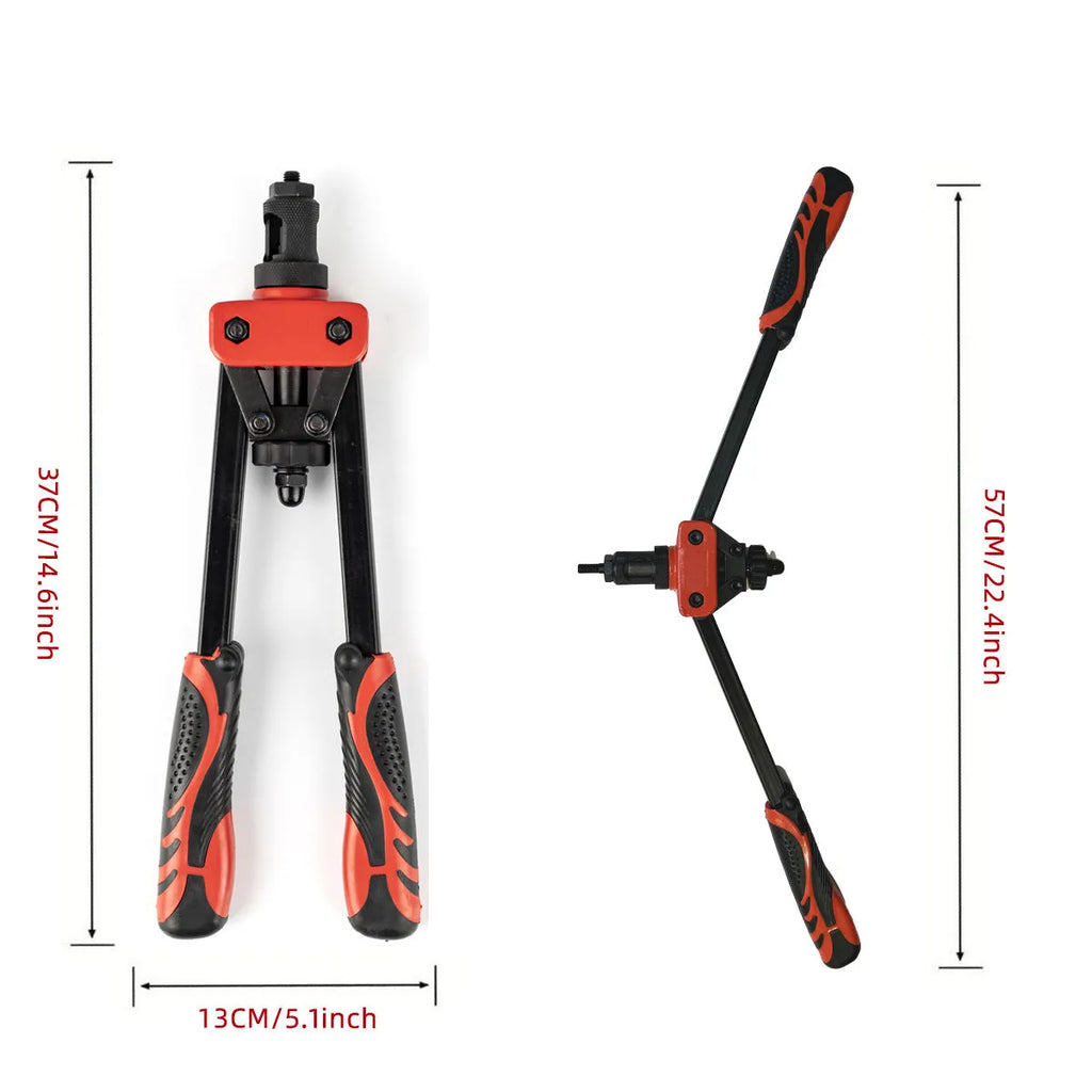 14-inch alloy rivet nut pull-setter tool with set of six M3 to M10 gun tips.