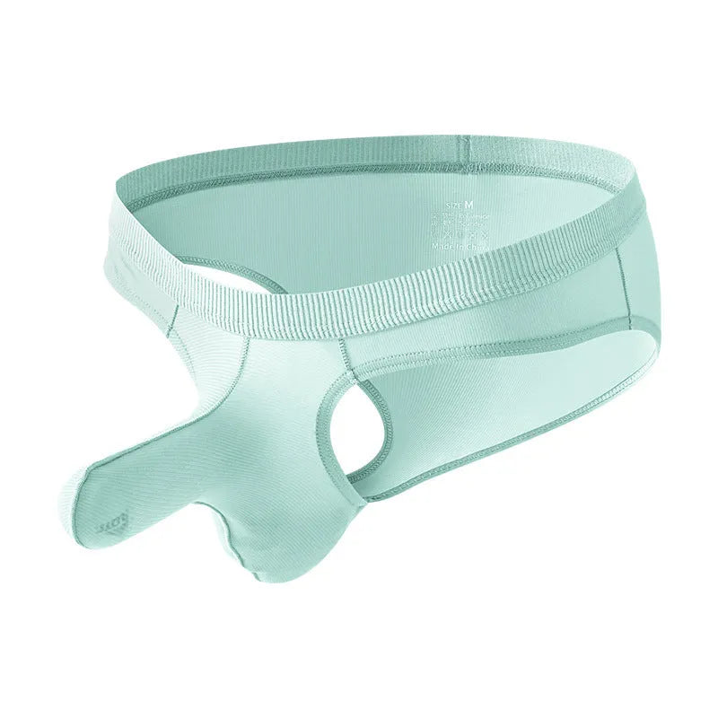 Men's low waist ice silk briefs underwear in multiple colour options showing fabric texture and briefs design