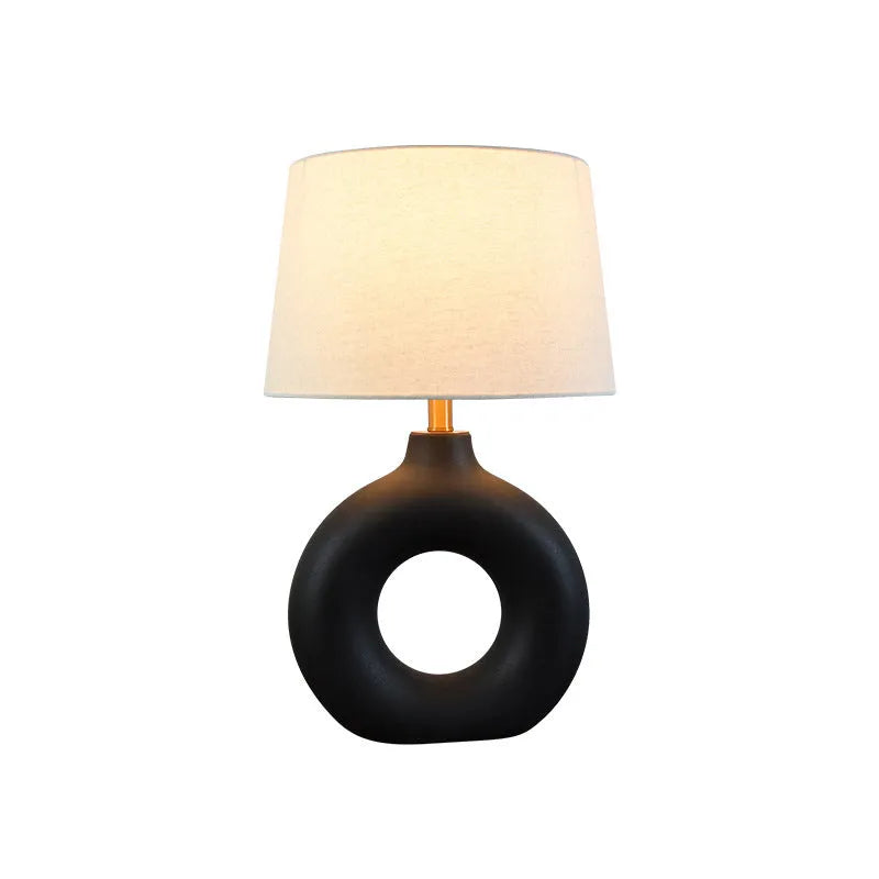 Ceramic Feng pottery Japanese style table lamp in small white finish