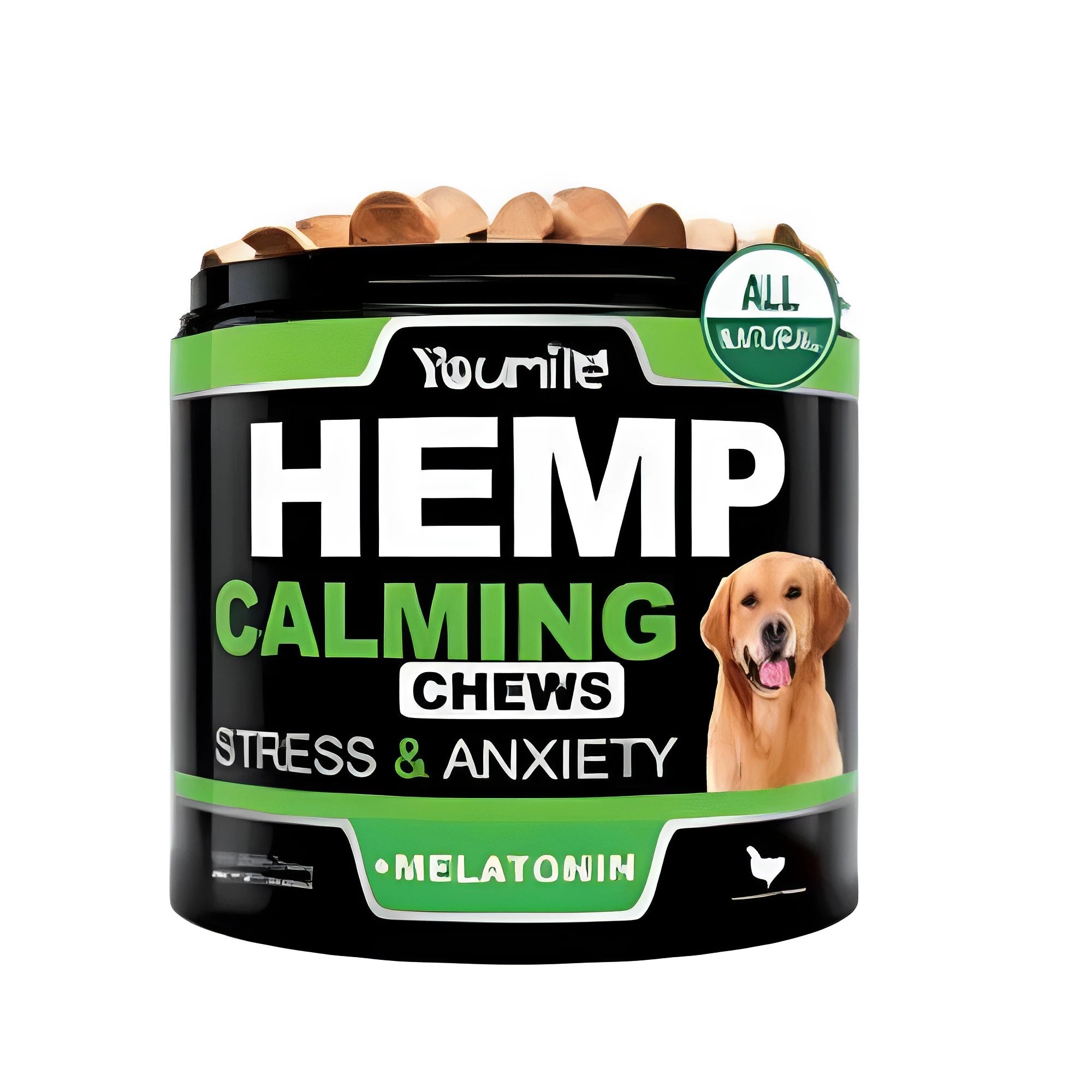 120 capsule chewable health supplement bottle with natural botanical calming ingredients