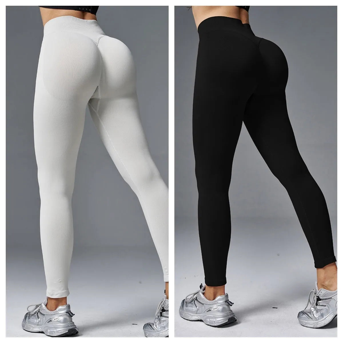 Women's peach hip tight mid waist yoga pants in light green colour, showing tight fit and hip design.