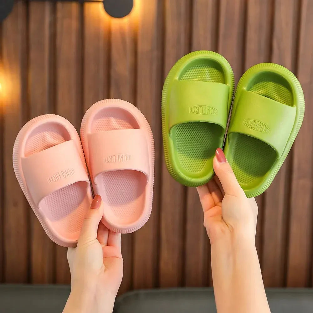 Children's mixed colour EVA slippers with non-slip soles in Blue, Green, Orange, Pink and Yellow options