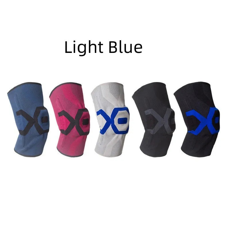 Men's silicone knee pads for running and cycling protection in black and blue colour