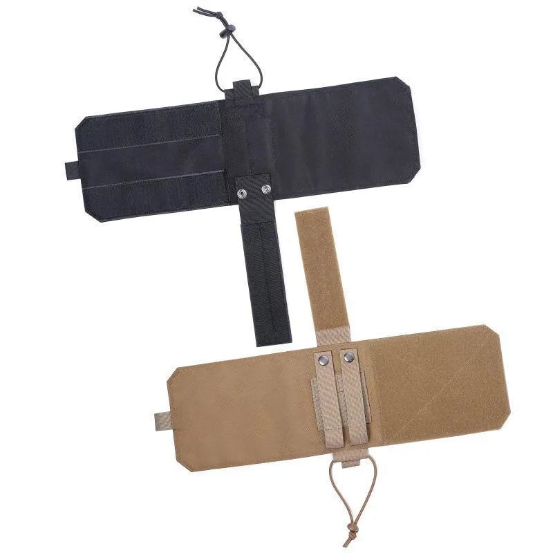 Outdoor adjustable bottle cover made from black Oxford cloth with a khaki PU lining.