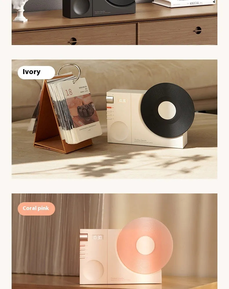 Mini Bluetooth speaker in Coral Pink colour with USB charging port and control buttons